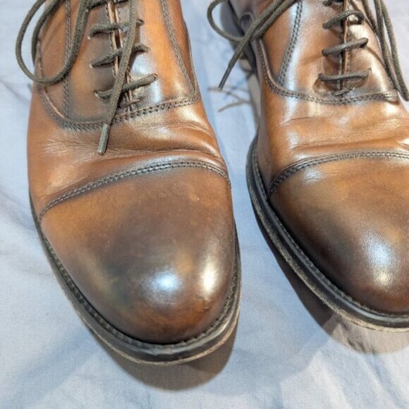 Antonio Maurizi Brown Leather Oxford Derby Shoes Men Size 40 Custom Grade - Picture 3 of 9
